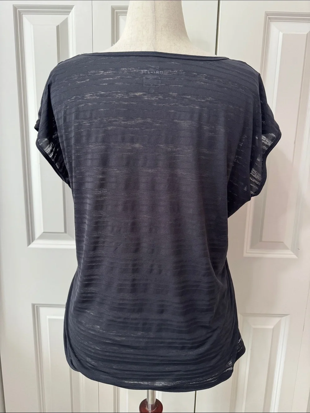 Nike Women's Black Sheer Stripe Short Sleeve Tee